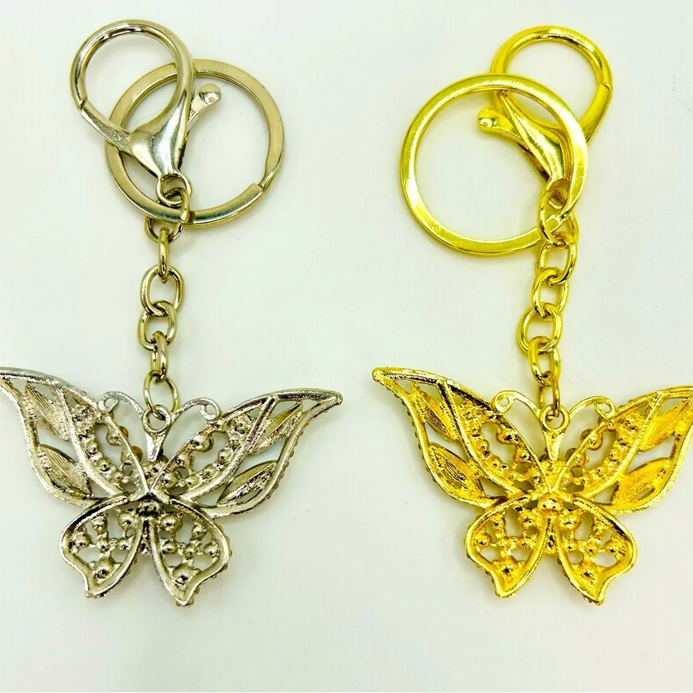 💙💚Butterfly Rhinestone Keychain – Silver or Gold Tone Bling Accessory - Picture 4 of 4